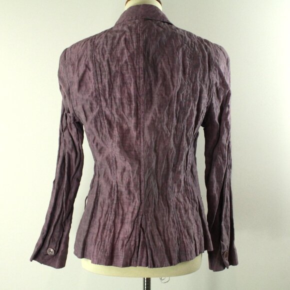 Javier Simorra Barcelona Crinkle Purple Single Breasted Blazer Jacket 10 NEW - Picture 6 of 10